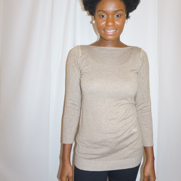 JS Millenium Taupe Long Sleeve Gold Accent - Picture 2 of 5